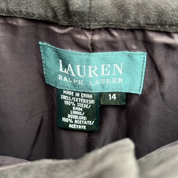 Vintage Ralph Lauren Suede 100% Leather Pants Dark green Women Size 14 - Picture 5 of 10